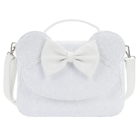 NEW SET Loungefly Minnie Mouse Sequin Wedding Crossbody Bag and wallet - Picture 8 of 16